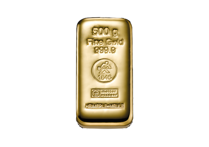 Heimerle + Meule 500 Gramm Goldbarren gegossen